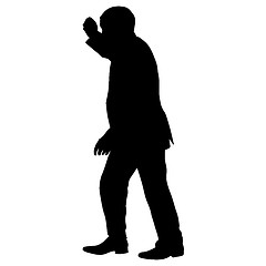 Image showing Silhouette of a man with his hand raised. illustration