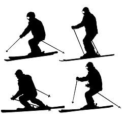 Image showing Set mountain skier speeding down slope. sport silhouette