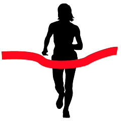 Image showing Silhouettes. Runners on sprint, women. illustration