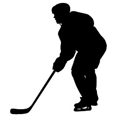 Image showing Silhouette of hockey player. Isolated on white. illustrations