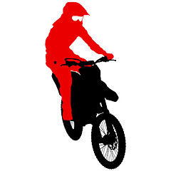 Image showing Silhouettes Rider participates motocross championship. illustration