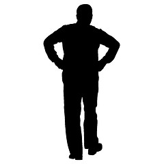 Image showing Black silhouette man with hands on his hips. illustration