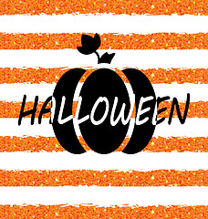 Image showing Glitter Orange Wallpaper for Happy Halloween with Pumpkin