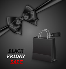 Image showing Shopping Paper Bag for Black Friday Sales and Bow