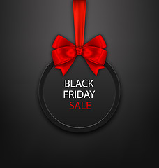 Image showing Black Friday Round Frame with Red Ribbon and Bow