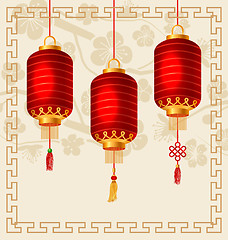 Image showing Background in Oriental Style with Chinese Lanterns