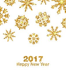 Image showing Golden Celebration Card with Sparkle Snowflakes