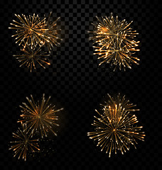 Image showing Festive Set Fireworks Salute on Transparent Background