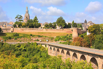 Image showing Dinan, viaduct and Castle walls