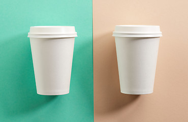 Image showing two white take away coffee cups