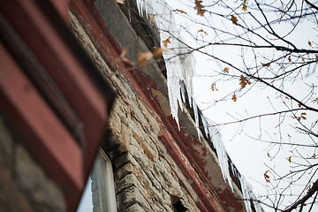 Image showing icicles hanging from building roof