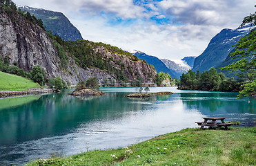 Image showing lovatnet lake Beautiful Nature Norway.