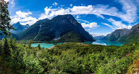 Image showing lovatnet lake Beautiful Nature Norway.