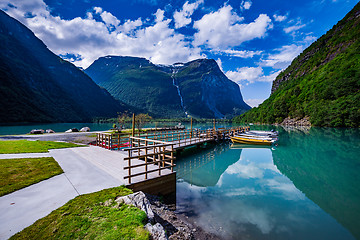 Image showing lovatnet lake Beautiful Nature Norway.