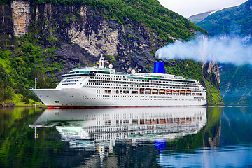 Image showing Cruise Liners On Geiranger fjord, Norway