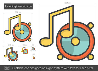 Image showing Listening to music line icon.