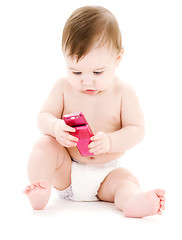 Image showing baby with cell phone