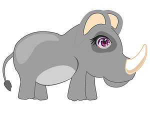 Image showing Cartoon animal rhinoceros