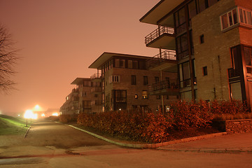 Image showing Apartment building by night