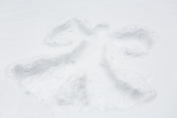 Image showing angel silhouette or print on snow surface