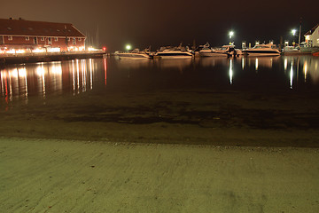 Image showing Harbour in the night.