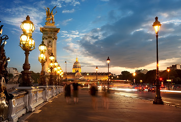 Image showing Bridge Alexandre III at sunset