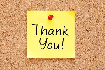 Image showing Thank You On Yellow Sticky Note