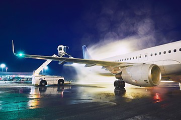 Image showing Deicing of the airplane