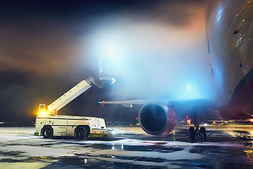 Image showing Deicing of the airplane