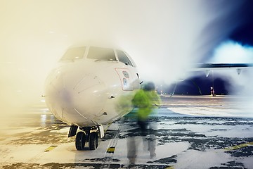 Image showing Deicing of the airplane