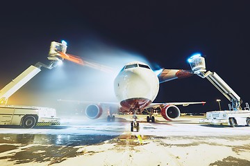 Image showing Deicing of the airplane