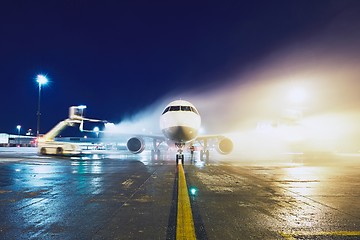 Image showing Deicing of the airplane