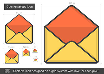 Image showing Open envelope line icon.