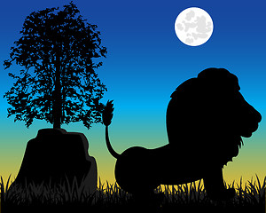 Image showing Silhouette lion on nature