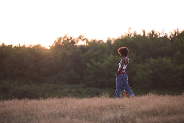 Image showing young black woman in nature