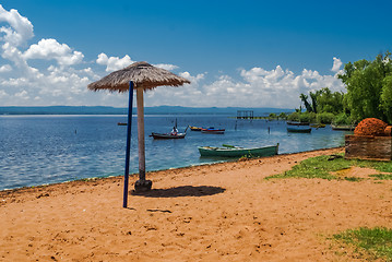 Image showing Beach with umbrella