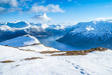 Image showing Mountain range in snow