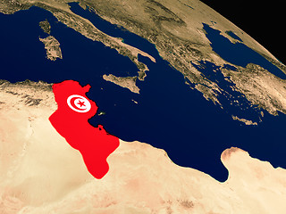 Image showing Flag of Tunisia from space