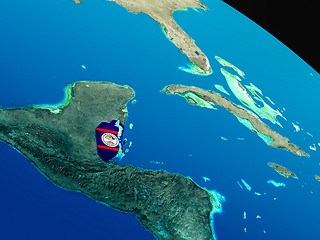 Image showing Flag of Belize from space