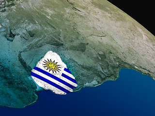 Image showing Flag of Uruguay from space