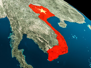 Image showing Flag of Vietnam from space
