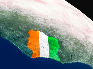 Image showing Flag of Ivory Coast from space