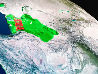 Image showing Flag of Turkmenistan from space