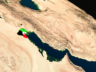 Image showing Flag of Kuwait from space