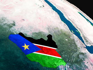 Image showing Flag of South Sudan from space