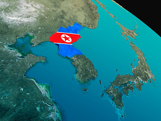 Image showing Flag of North Korea from space