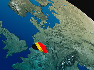 Image showing Flag of Belgium from space