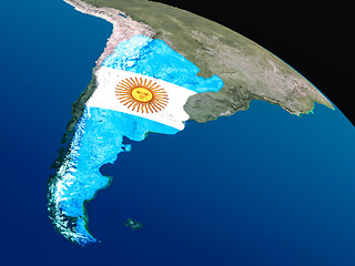 Image showing Flag of Argentina from space