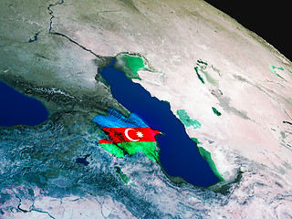 Image showing Flag of Azerbaijan from space