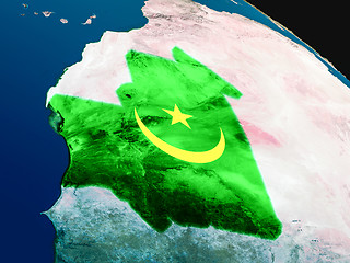 Image showing Flag of Mauritania from space